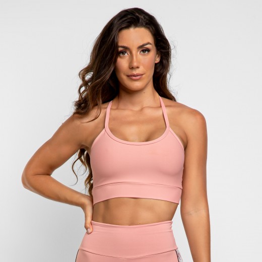 Top Fitness Rosê com Elástico Personalizado Nas Costas