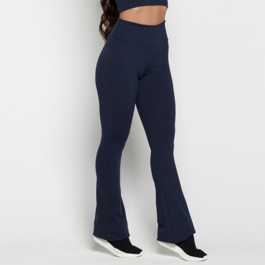 Calça Flare Poliamida Azul Marinho