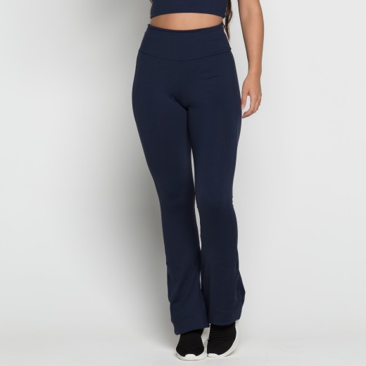 Calça Flare Poliamida Azul Marinho
