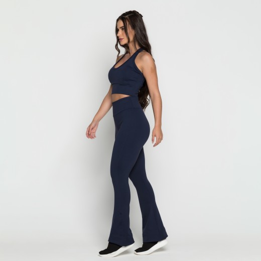 Calça Flare Poliamida Azul Marinho