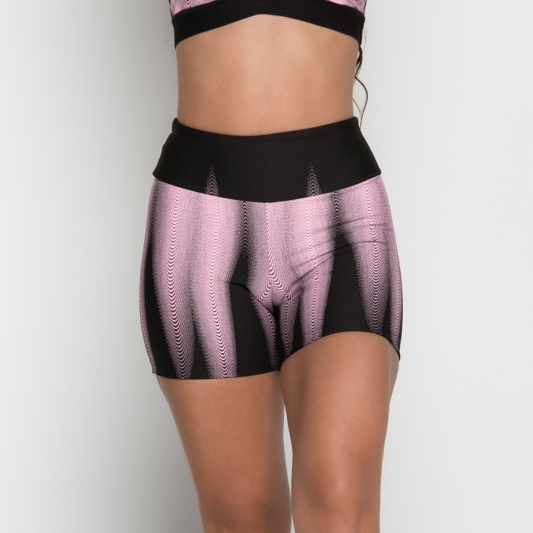 Short Fitness Zero Transparência Jacquard Move Rosa
