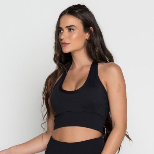 Top Cropped Com Bojo Preto