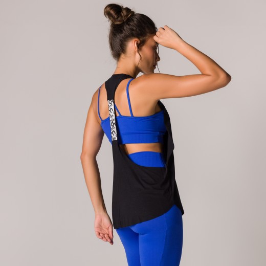 Regata Fitness Preta Basics com Elástico Nas Costas