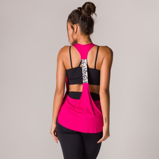 Regata Fitness Pink Basics com Elástico Nas Costas