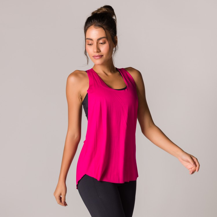 Regata Fitness Pink Basics com Elástico Nas Costas