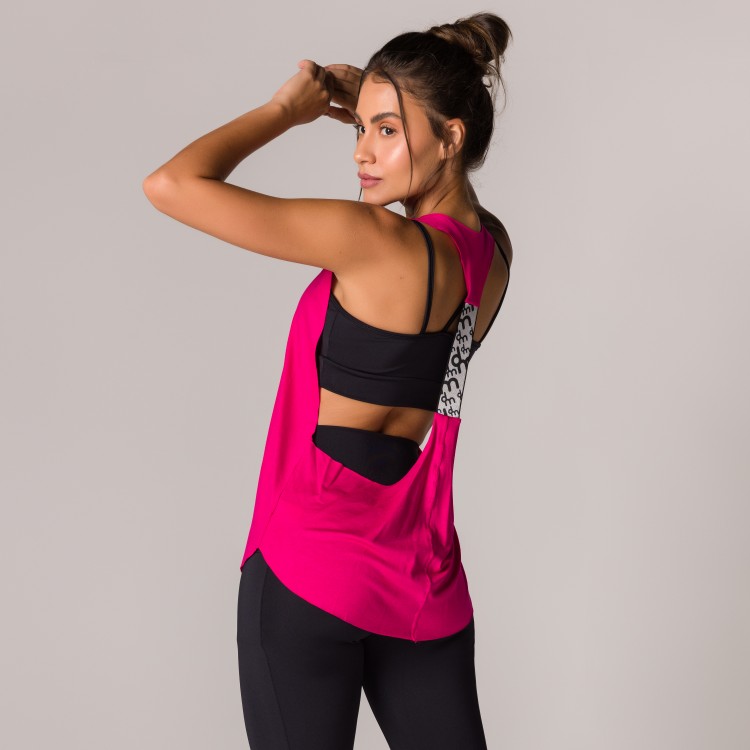 Regata Fitness Pink Basics com Elástico Nas Costas