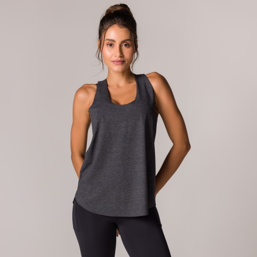 Regata Fitness Cinza Basics com Elástico Nas Costas