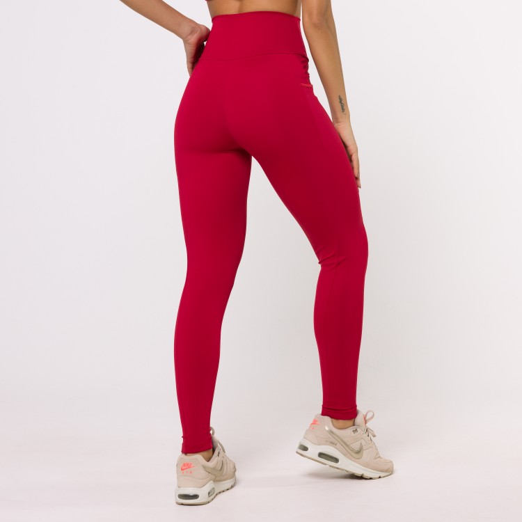 Calça Legging Basics Com Bolso Vermelha