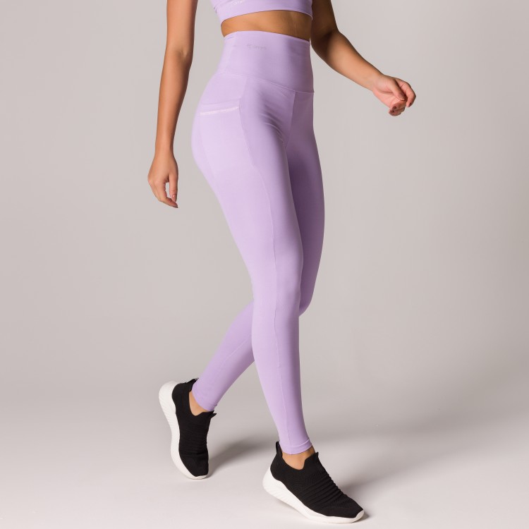 Calça Legging Basics Com Bolsos Laterais Lilás