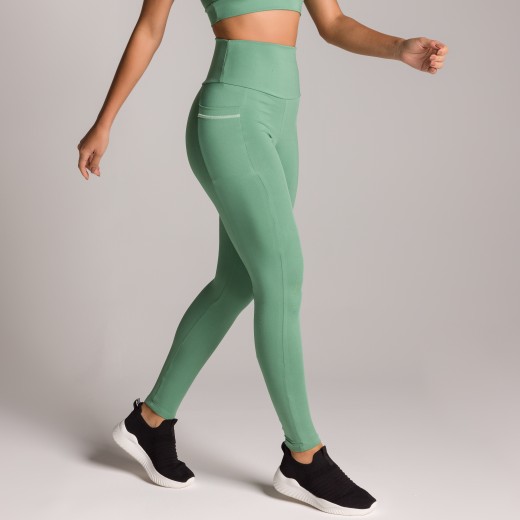 Calça Legging Basics Com Bolso Verde