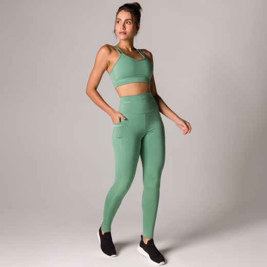 Calça Legging Basics Com Bolso Verde