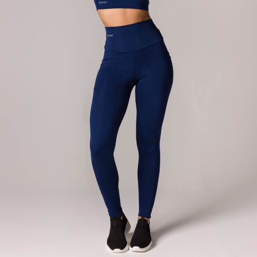 Calça Legging Basics Com Bolsos Laterais Azul Marinho