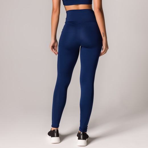 Calça Legging Basics Com Bolsos Laterais Azul Marinho