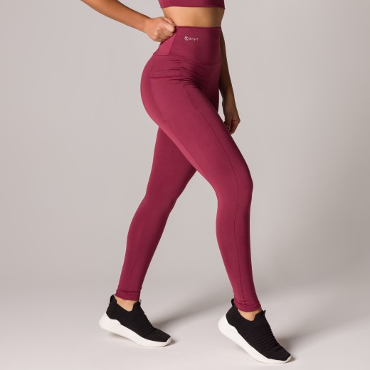 Calça Legging Basics Com Bolsos Laterais Marsala