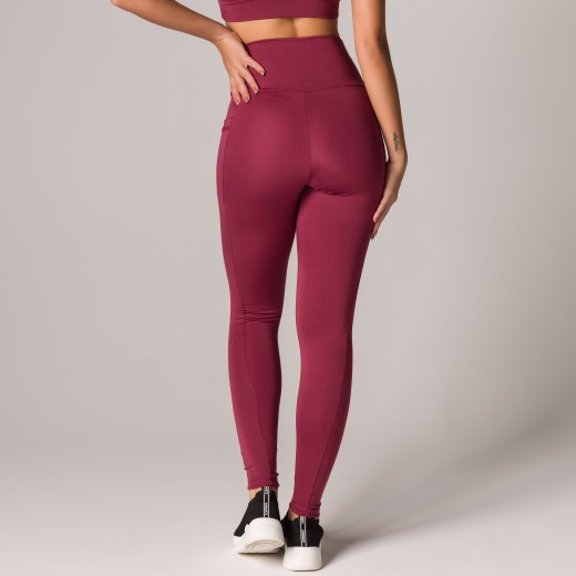 Calça Legging Basics Com Bolsos Laterais Marsala