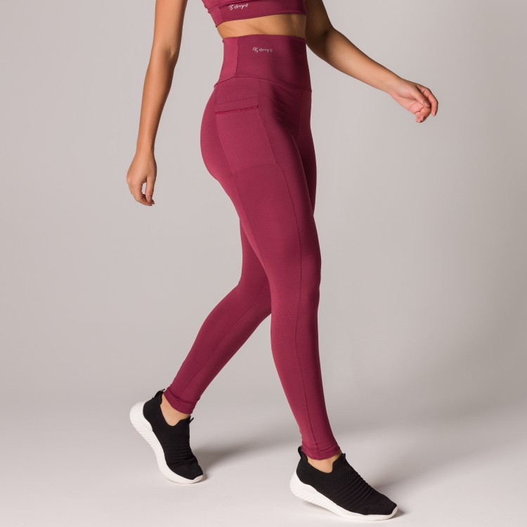 Calça Legging Basics Com Bolsos Laterais Marsala