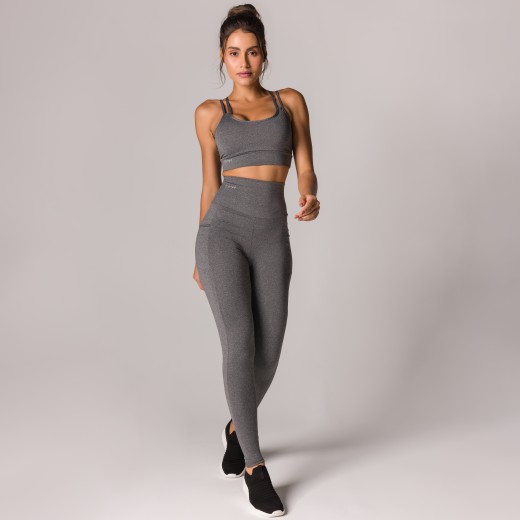 Top Fitness Basics com Alças Duplas Cinza Mescla