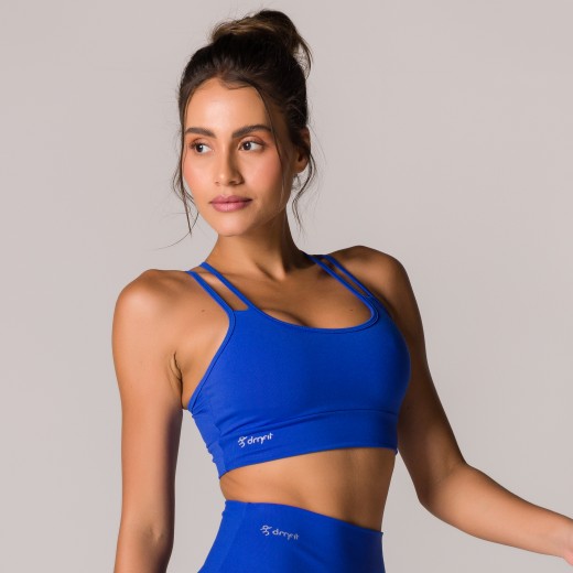 Top Fitness Basics com Alças Duplas Azul Bic