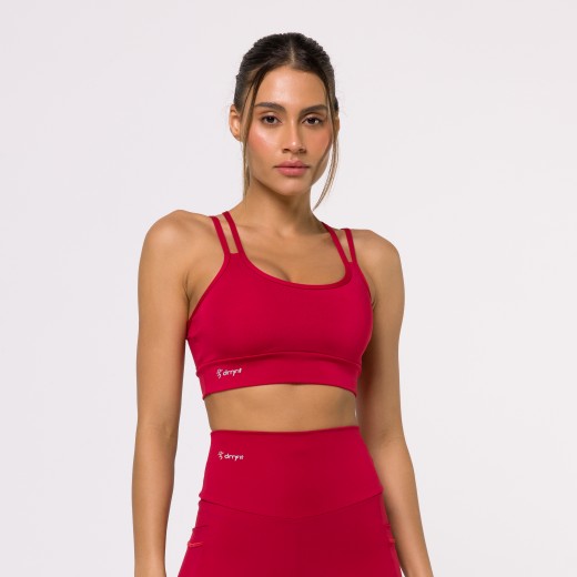 Top Fitness Basics com Alças Duplas Vermelho