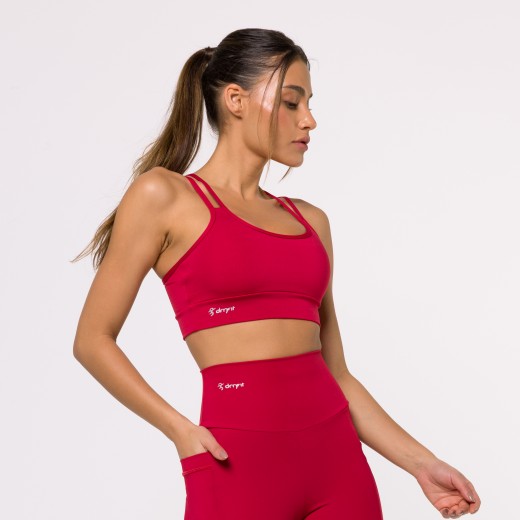 Top Fitness Basics com Alças Duplas Vermelho