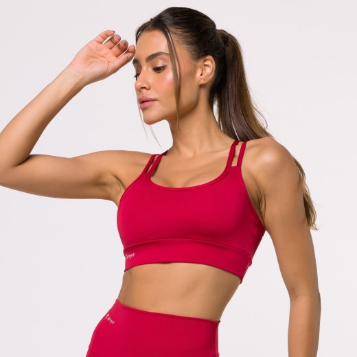 Top Fitness Basics com Alças Duplas Vermelho