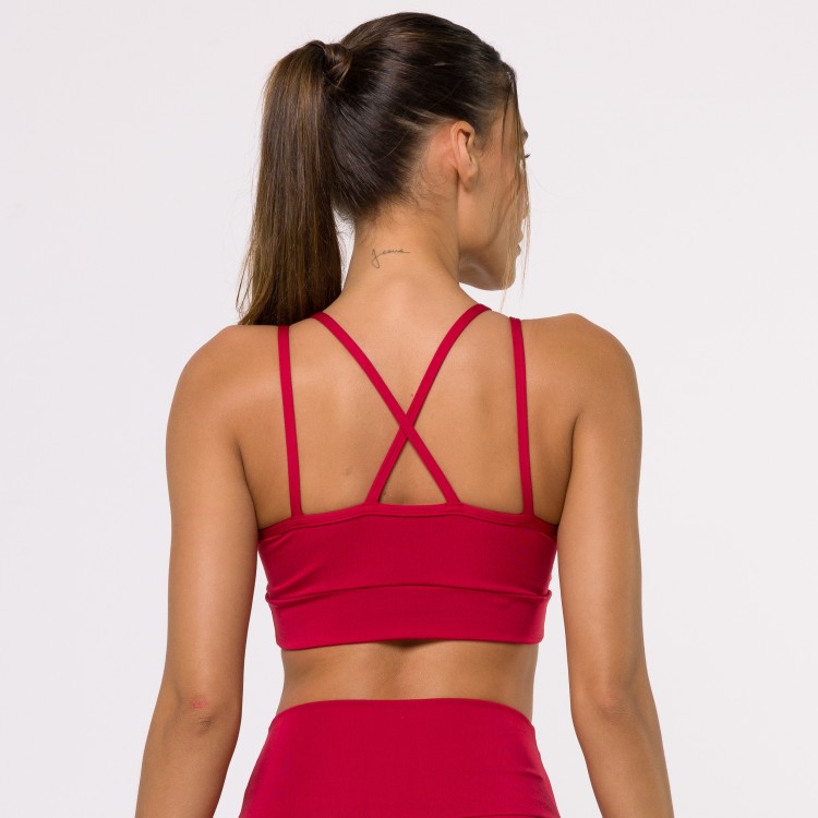 Top Fitness Basics com Alças Duplas Vermelho