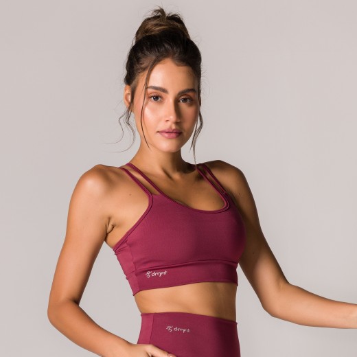 Top Fitness Basics com Alças Duplas Marsala