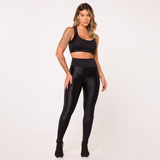 Top Fitness Zag Preto Com Recortes