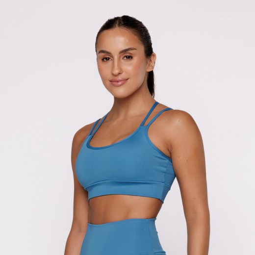 Top Fitness Basics com Alças Duplas Azul Turquesa