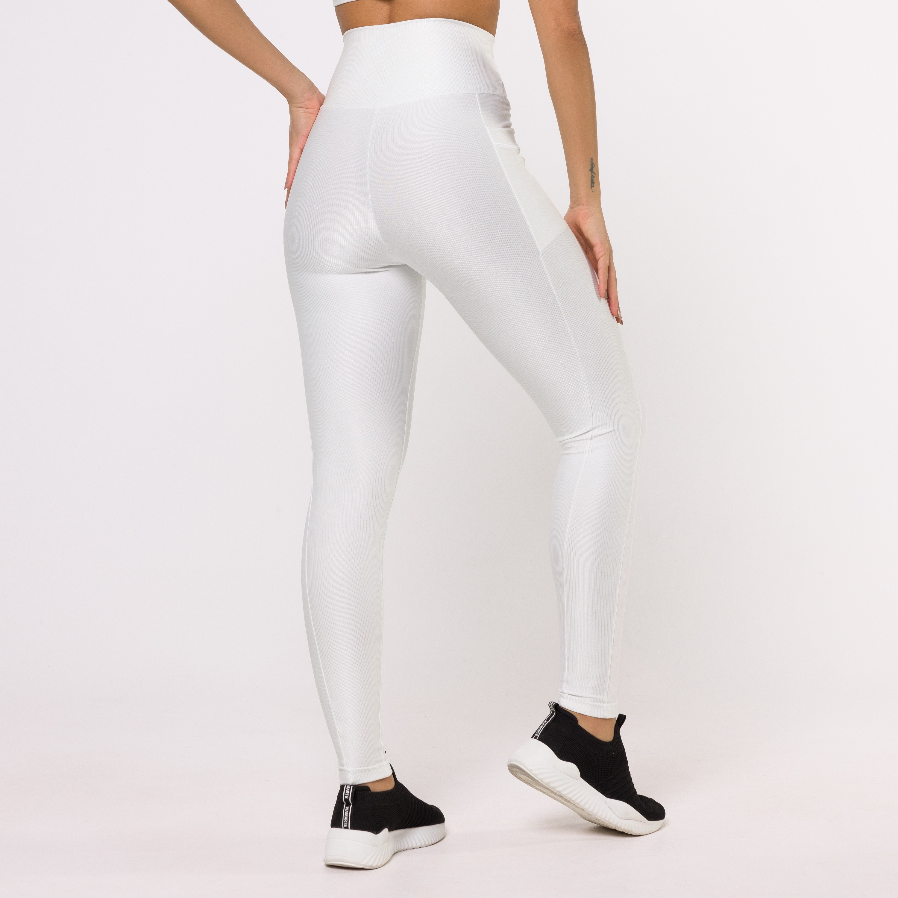 Legging Fitness Canelada Com Bolsos Laterais Azul Marinho Flux