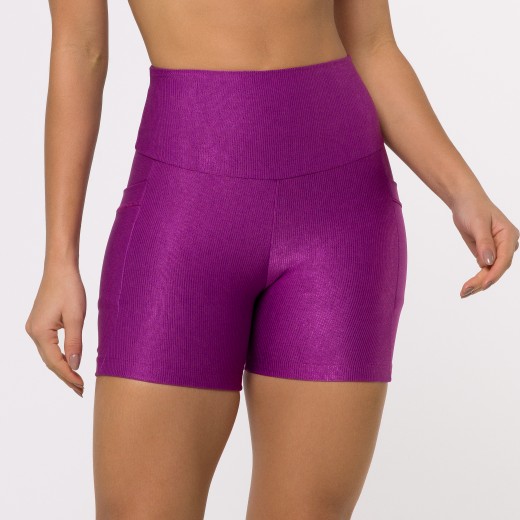 Short Fitness Canelado Com Bolsos Laterais Tonic Flux