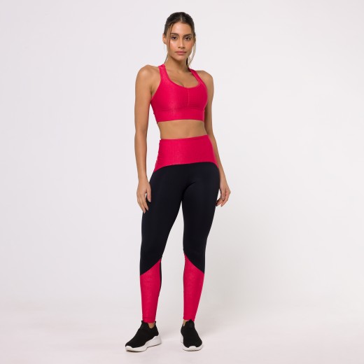 Top Fitness Canelado Reforçado com Costa Nadador Rosa Flux