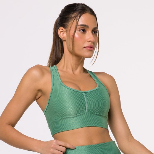 Top Fitness Canelado Reforçado com Costa Nadador Verde Flux