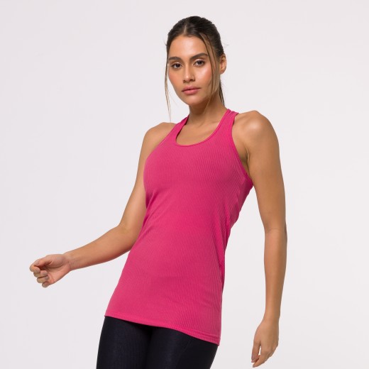Regata Fitness Alongada Canelada Rosa Flux