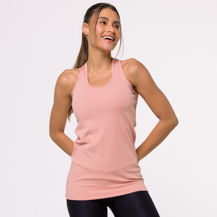 Regata Fitness Alongada Canelada Rosé Flux