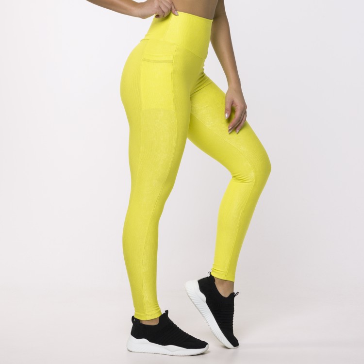 Legging Fitness Canelada Com Bolsos Laterais Lima Flux