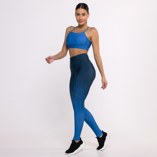 Legging Fitness Estampa Digital Degradê Azul Bic