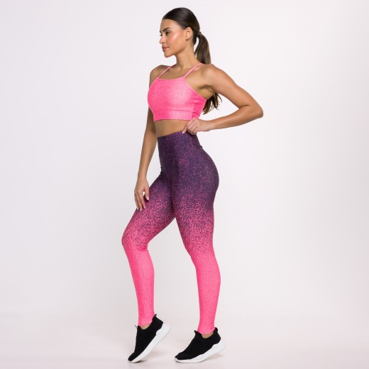 Legging Fitness Estampa Digital Degradê Rosa Pink