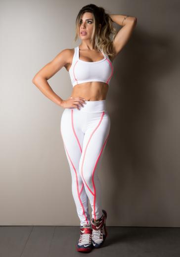 Conjunto Fitness Calça e Top com Chapado Flúor