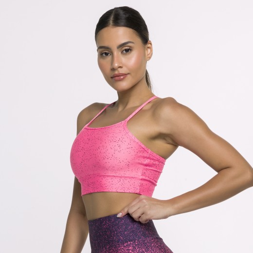 Top Fitness com Alças Estampa Digital Degradê Rosa Pink