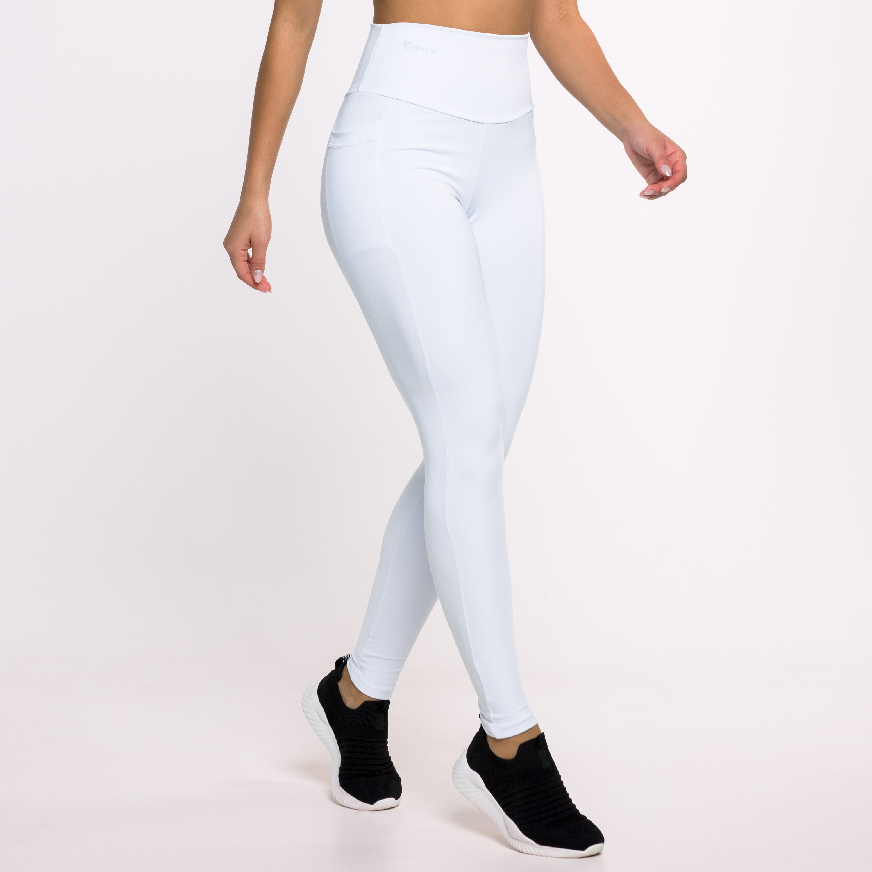 Calça Legging Basics Com Bolsos Laterais Branca