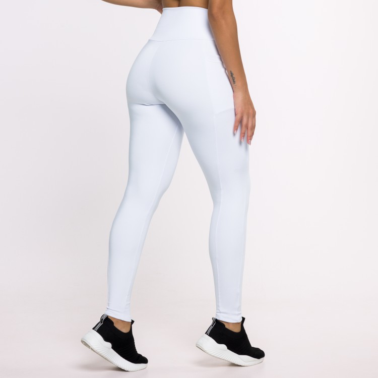 Calça Legging Basics Com Bolsos Laterais Branca