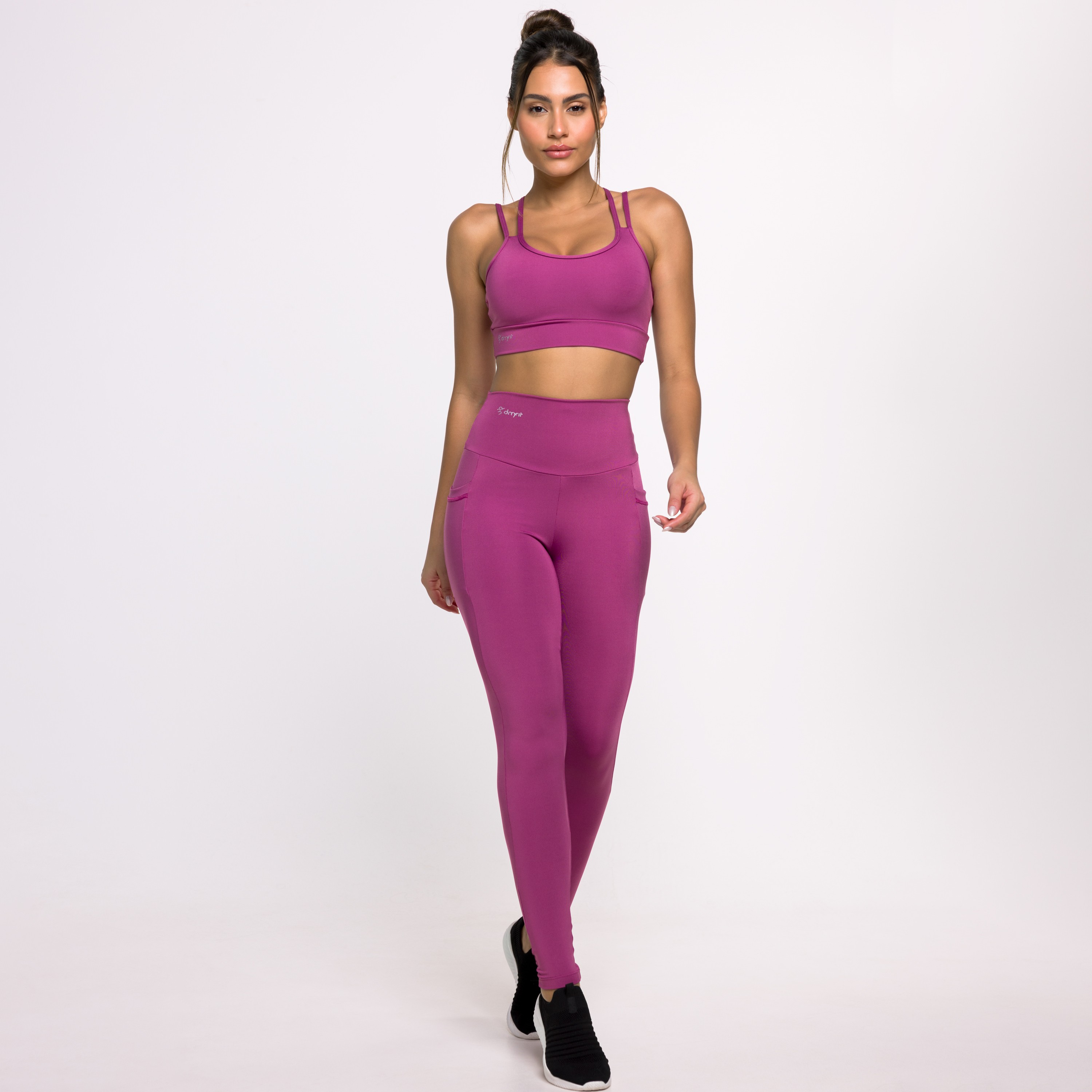 Calça Legging Poliamida Preta com Elástico Vibration no Cós