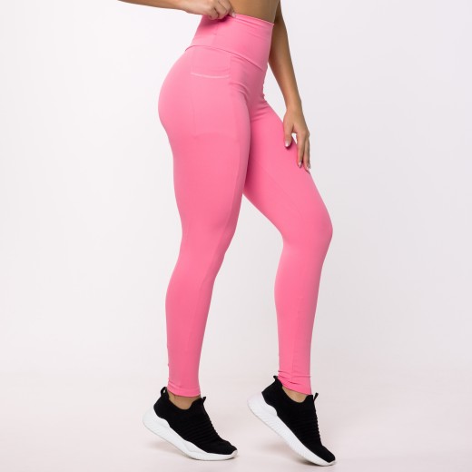Calça Legging Basics Com Bolsos Laterais Rosa