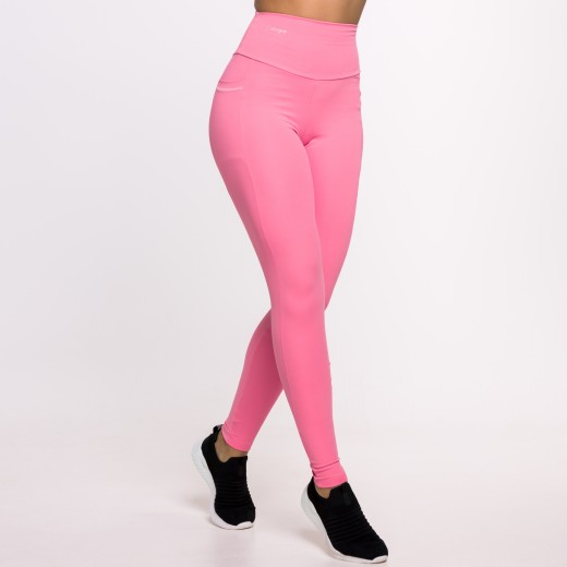 Calça Legging Basics Com Bolsos Laterais Rosa