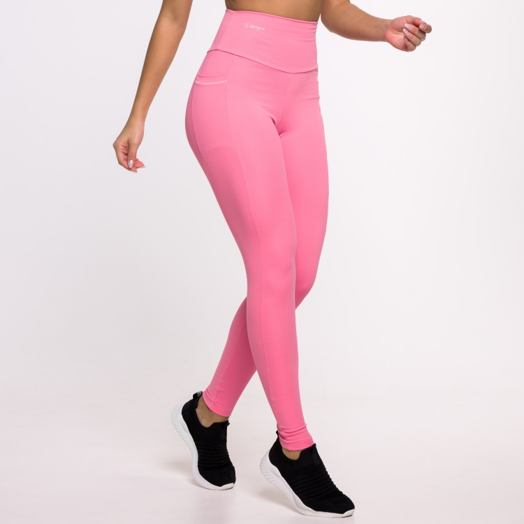 Calça Legging Basics Com Bolsos Laterais Rosa