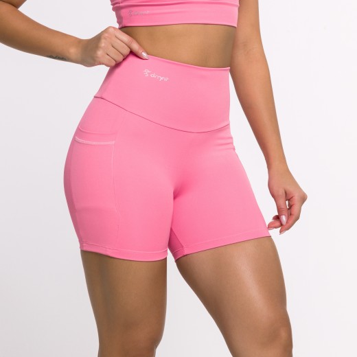 Short Fitness Basics Com Bolsos Laterais Rosa