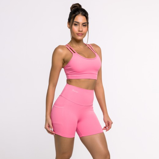 Top Fitness Basics com Alças Duplas Rosa