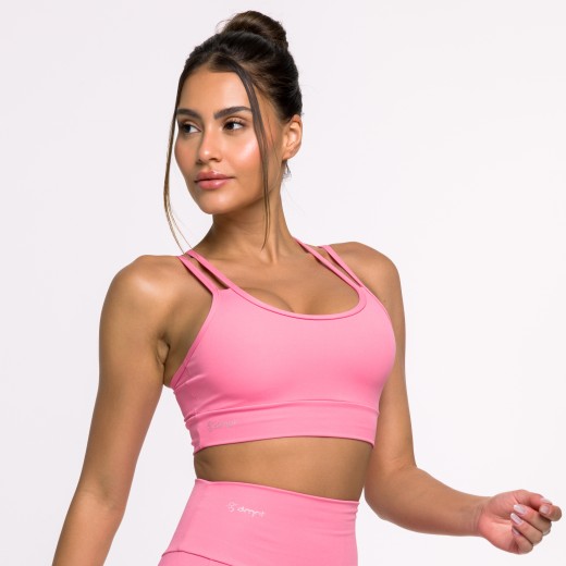 Top Fitness Basics com Alças Duplas Rosa