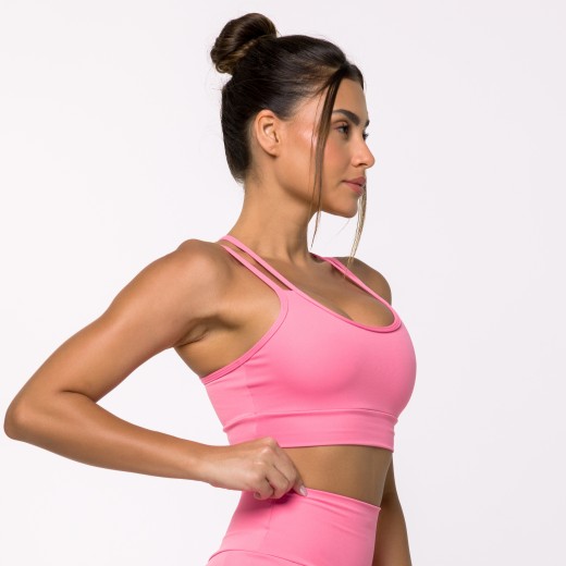 Top Fitness Basics com Alças Duplas Rosa